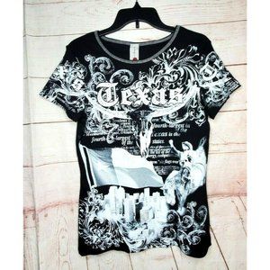 Mint Condition Big Bang Clothing Texas Black White Graphic State Flag T Shirt